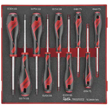 Skruvmejselsats för TX-spår 9 delar Teng Tools TED909TXN