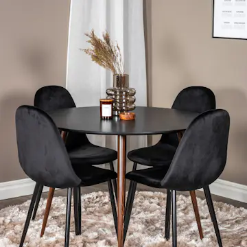 Matgrupp Venture Home Plake med 4 Pobbie Stolar Sammet Runt