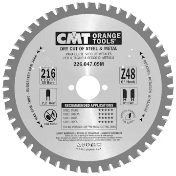 Sågklinga CMT Orange Tools Dry Cut Metall 226.047.09M