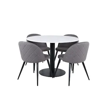 Matgrupp Venture Home med Ester Matbord och 4 Valentina Stitcthes Matstolar