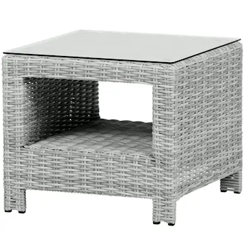 Sidobord VILA Vinga Utomhusbord i Rotting med Glasbordsskiva