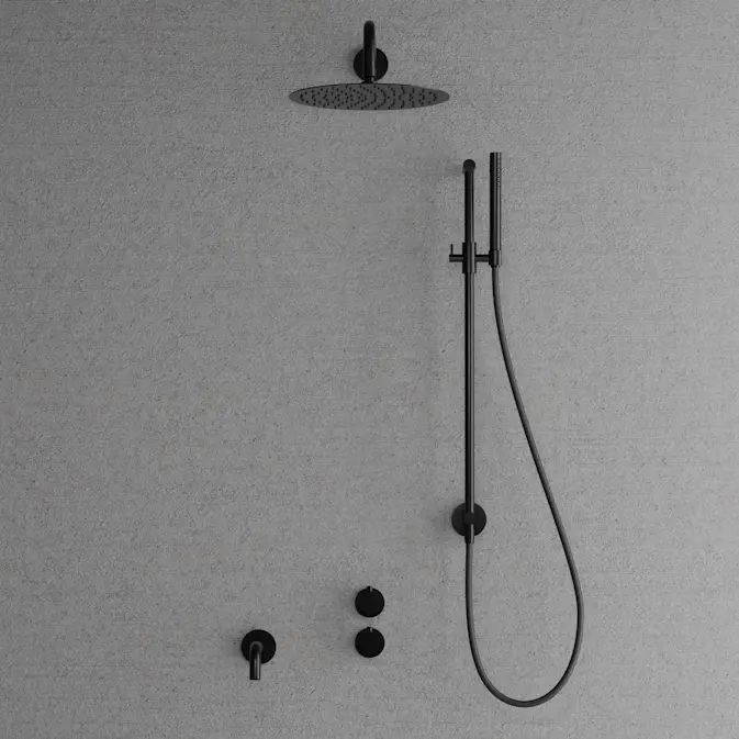 Takduschset Scandtap Steel Harmonized 6X med Badkarsblandare för Inbyggnad