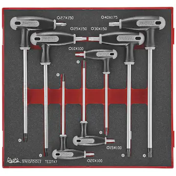 TX/TPX nyckelsats 7 delars med T-handtag Teng Tools TEDTX7