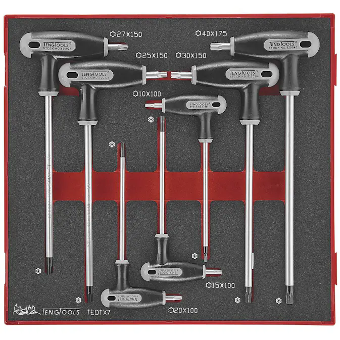 TX/TPX nyckelsats 7 delars med T-handtag Teng Tools TEDTX7