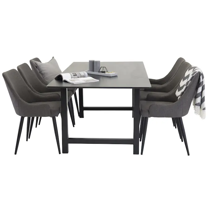 Matgrupp Venture Home Clara Svart med Plake 6 Stolar