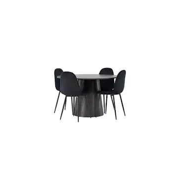 Matgrupp Venture Home Lanzo Ø120 cm med 4 st Polar stolar