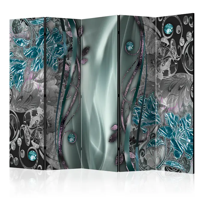 Rumsavdelare Skärmvägg Arkiio Floral Curtain Turquoise II 225x172 cm