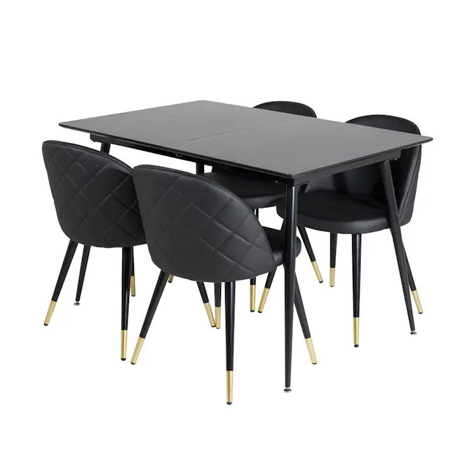 Matgrupp Venture Home Silvia med Iläggsskiva och 4 Valentina Stolar Konstläder