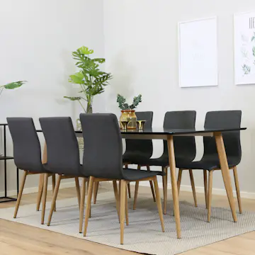 Matgrupp Venture Home Pobbie med 6 Walter Stolar Svart