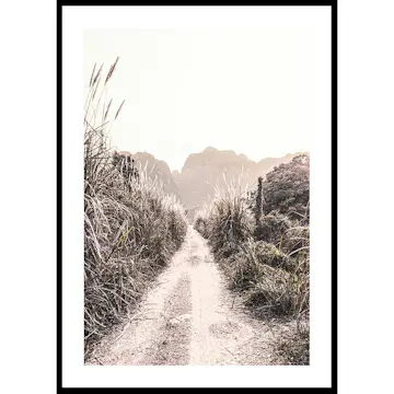 Poster Gallerix Dirt Road In Grass Fields