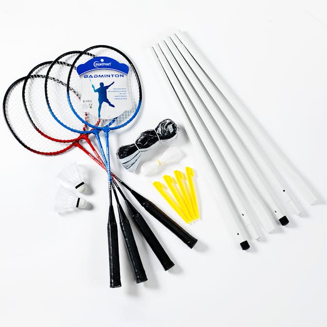 Badminton Set Sunsport För 4 spelare med Rack, Bollar & Nät