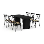 Matgrupp Bark Kopparbo Rektangulärt Matbord 200 cm med 6 Matstol Kalb