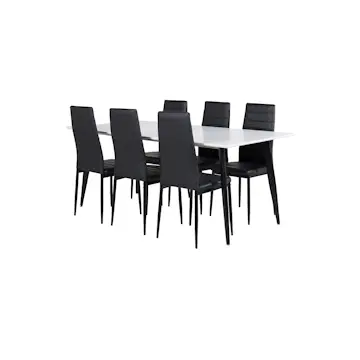 Matgrupp Venture Home Pobbie med 6 Sly Stolar Konstläder