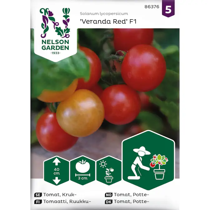 Frö Nelson Garden Tomat Veranda Red F1 Kruktomat