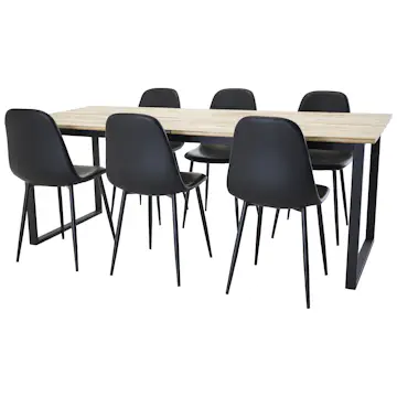 Matgrupp Venture Home Cornelia med 6 Pobbie Stolar Svarta Ben