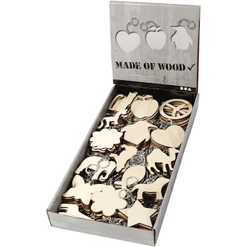 Nyckelring Creativ Company med Träskylt Stl 7x7 cm 128 St/1 Förp