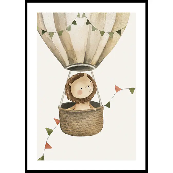 Poster Gallerix Lion In Hot Air Balloon