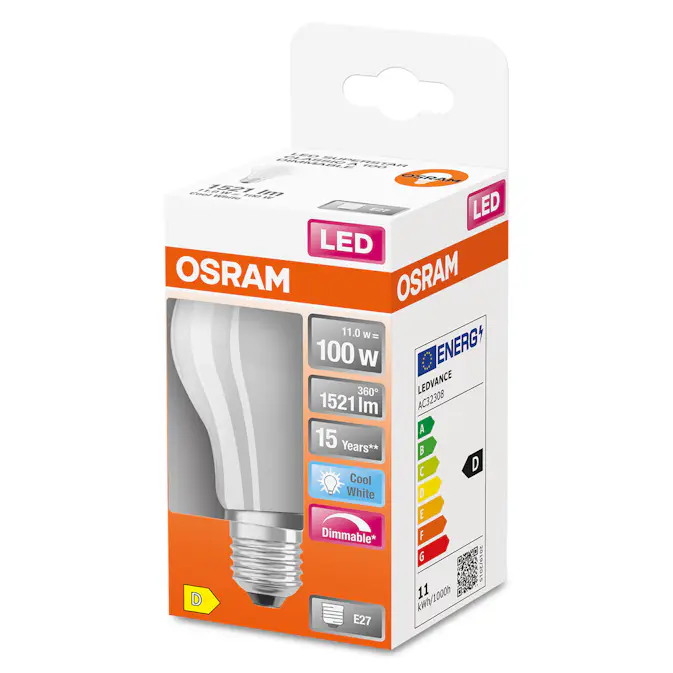 LED-Lampa Osram Normal (100) E27 Dim Matt 840 Cl A