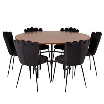 Matgrupp furniture/fashion Copenhagen med 6 Svarta Limhamn Light Stolar