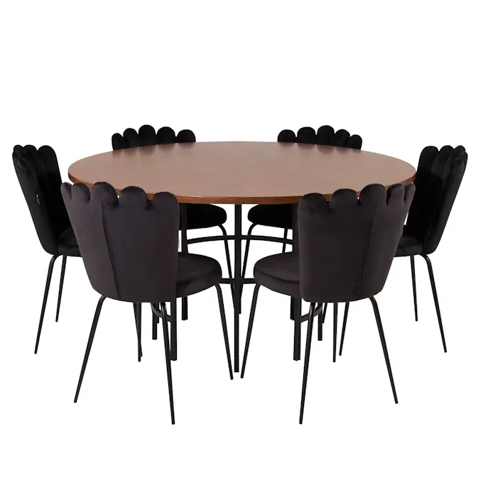 Matgrupp furniture/fashion Copenhagen med 6 Svarta Limhamn Light Stolar