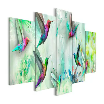 Tavla Arkiio Colourful Hummingbirds Green 5 delar