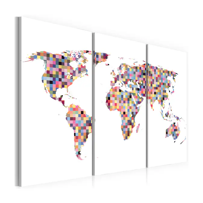 Tavla Arkiio Karta Över Världen Pixels Triptych
