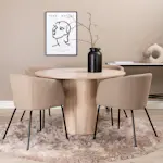 Matgrupp Venture Home Bianca Rund med 4 Bergen Stolar Polyester