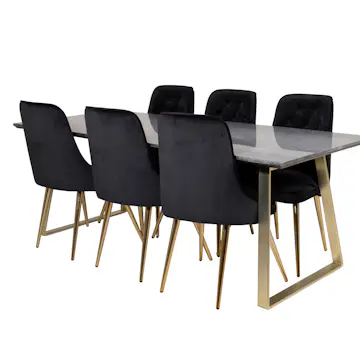 Matgrupp Venture Home Estelle 200 med 6 Vera Stolar Sammet