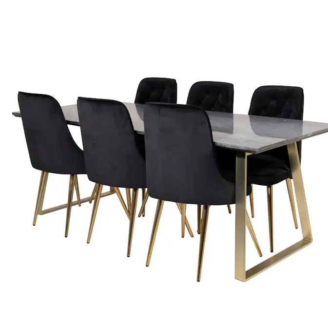 Matgrupp Venture Home Estelle 200 med 6 Vera Stolar Sammet