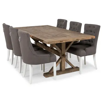 Matgrupp In Living Lyon 200x100 cm Natur/Grå med 6 st Viktoria Stolar