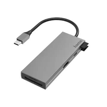 Adapter Hama Usb-C Multi 6X Portar Hdmi/Sd Grå