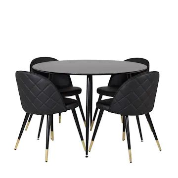 Matgrupp Venture Home Silvia med 4 Valentina Stolar Konstläder Runt