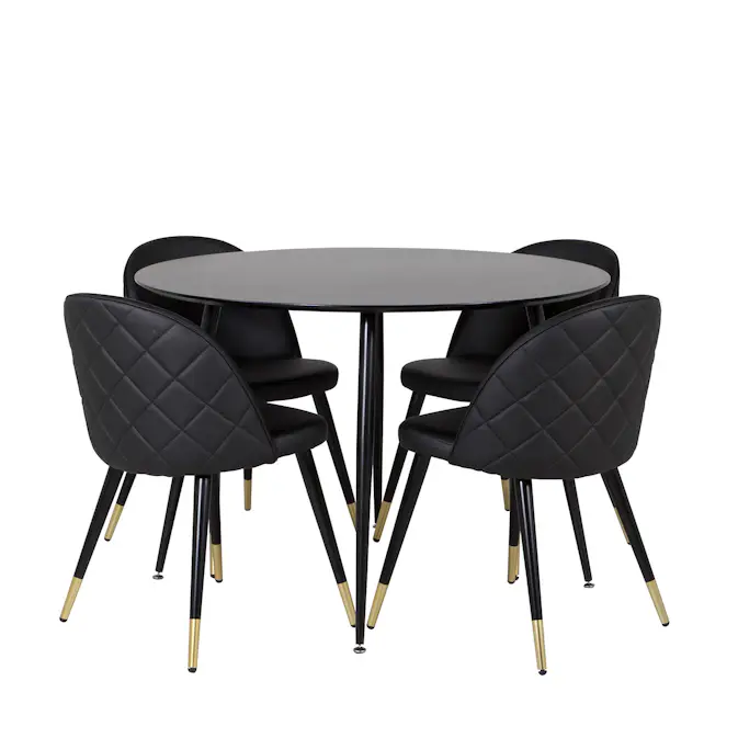 Matgrupp Venture Home Silvia med 4 Valentina Stolar Konstläder Runt