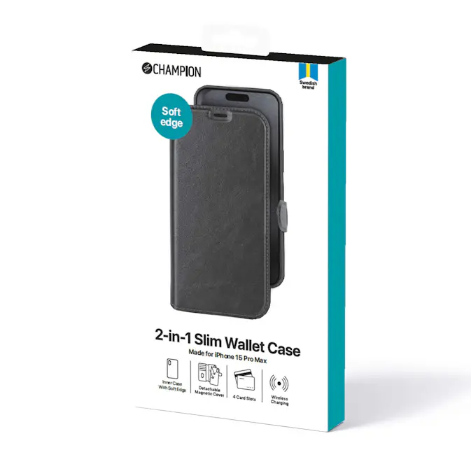 Mobilskal Champion 2-in-1 Slim wallet iPhone 15 Pro Max