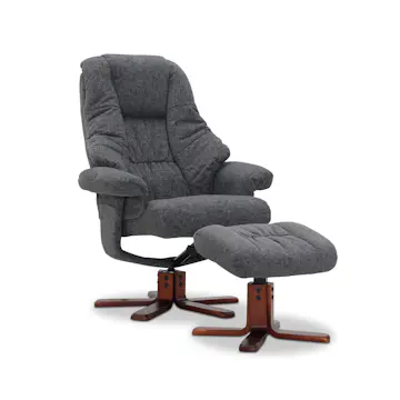 Ställbar Fåtölj Hagagruppen Comfy Becca med Snurrfunktion & Fotpall Gråmelerad Klädsel