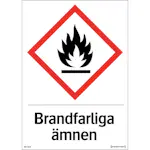 Skylt Systemtext Brandfarliga Ämnen 210x297 mm Plast