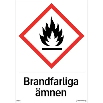 Skylt Systemtext Brandfarliga Ämnen 210x297 mm Plast