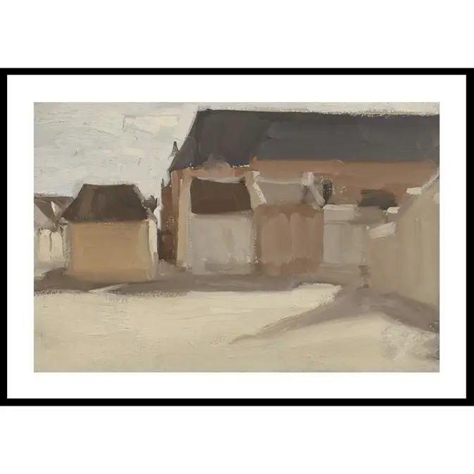 Poster Gallerix Studie Van Een Dorpspleintje Met Gebouwen By Antoon Derkinderen