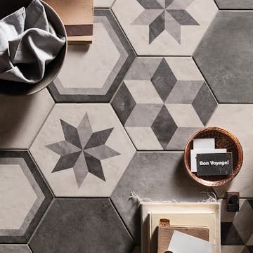 Kakeldekor Konradssons Terra Black Hexagon Mix 22x25 cm