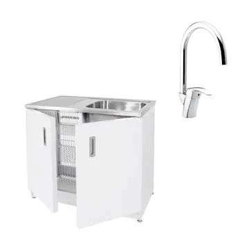 Paket Tvättbänk Vilan Stainless VTB 10 och Damixa Space Blandare