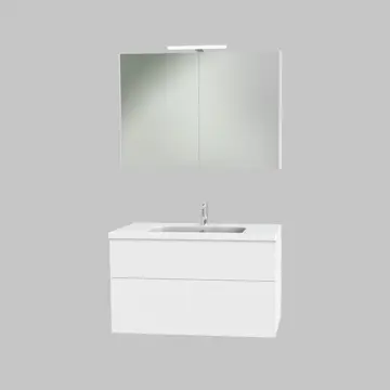 Möbelpaket Miller Badrum New York 1000 med Tvättställ och Spegelskåp