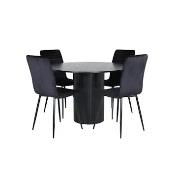 Matgrupp Venture Home med Bianca Matbord och 4 Walerina Matstolar i Sammet