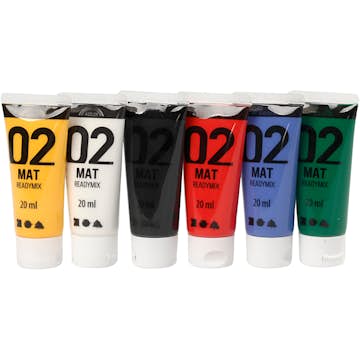 Akrylfärg Creativ Company Readymix A-color Standardfärger Nr 02 Matt 6st 20 ml/1 Förp