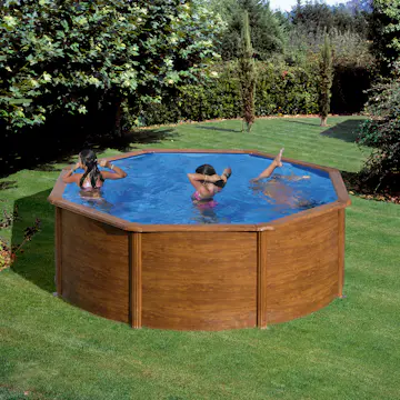 Poolset i träimitation Planet Pool Rund