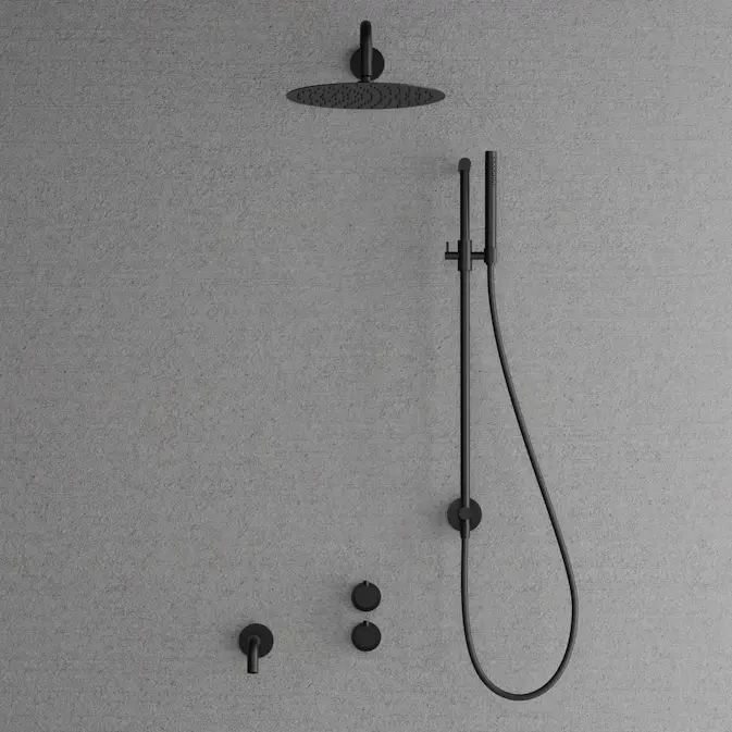 Takduschset Scandtap Steel Harmonized 6X med Badkarsblandare för Inbyggnad