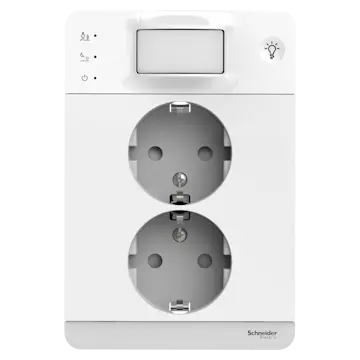 Vägguttag Schneider Electric Exxact Infälld 2-vägs Rörelsedetektor Orienteringsljus 16A IP21 Snabbanslutning Vit