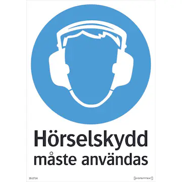 Skylt Systemtext Hörselskydd 210x297 mm Plast