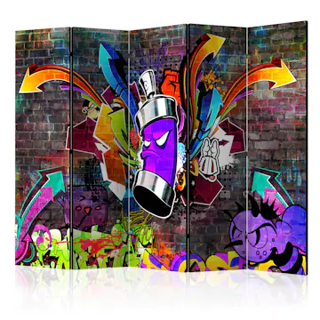 Rumsavdelare Skärmvägg Arkiio Graffiti Colourful Attack II 225x172 cm