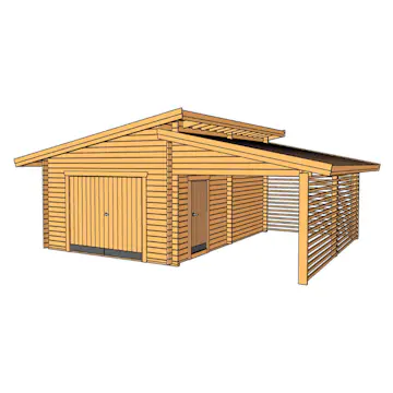 Garage Baseco Bergnäs 45 m² med Carport & Pulpettak