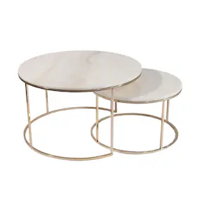 Soffbord Stenexpo Monaco Set Runda Vardagsrumsbord i Marmor & Metall